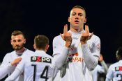 LUGANO, SWITZERLAND, DEC 13: Blaz Kramer ( 18 Zurich) celebrate the score during the Swiss Super League match between FC