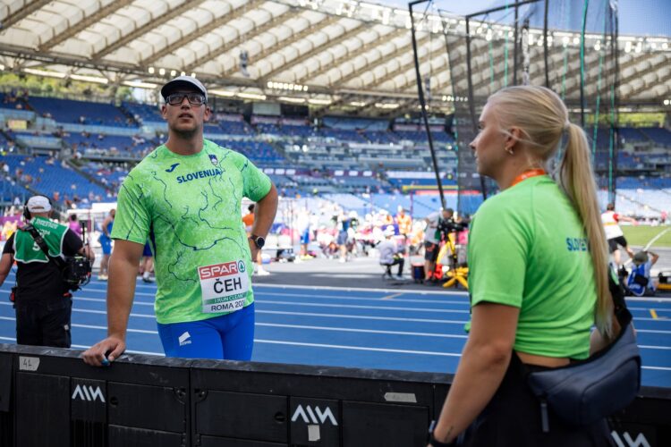 07.06.2024, Rome. The 26th European Athletics Championships. Discus qualification, Kristjan Ceh with girlfriend Anna Mar