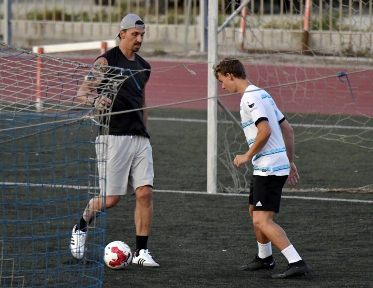 *EXCLUSIVE* The Swedish Maverick Zlatan Ibrahimovic who announced his retirement from football aged 41 seems to be showing off his skills out in Mykonos, Greece.