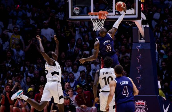 London, England, July 20 2024: LeBron James (6 USA) in action during the USA Basketball Showcase game between USA and So