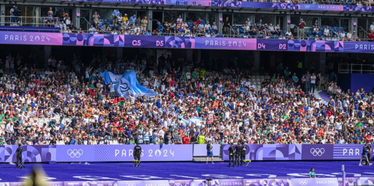Sports News 2024 Paris Olympics 2024: The rugby qualification rounds Kenya - Argentina. Argentina won the game. crowd Po