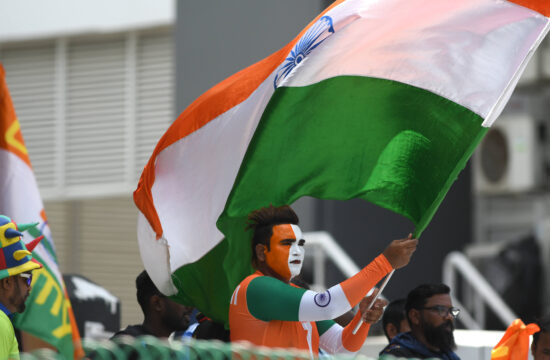 MS Dhoni s Ardent Fan waves Indian flag during the third one-day international (ODI) cricket match between India and Sri
