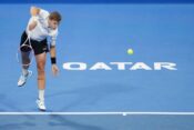 Hamad Medjedovic of Serbia during the 2025 Qatar ExxonMobil Open, ATP 500 Tennis open on 18 February 2025 in Doha, Qatar