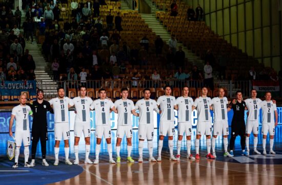 Futsal match between Slovenia and Hungary in Tivoli Hall, Ljubljana