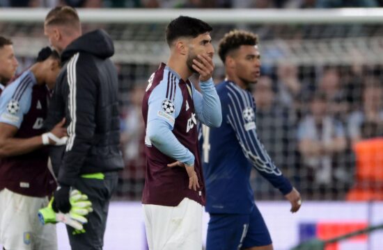 Marco Asensio of Aston Villa is dejected following the UEFA Champions League, Quarter-finals, 2nd leg football match between Aston Villa FC and Paris Saint-Germain (PSG) on April 15, 2025 at Villa Park in Birmingham, England - Photo Jean Catuffe / DPPI
