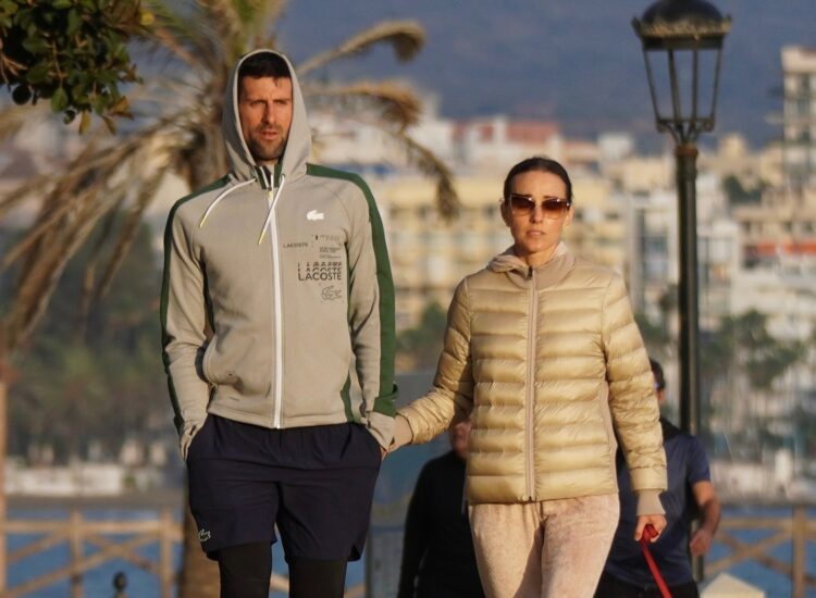 *EXCLUSIVE* Novak Djokovic and his wife Jelena pack on the PDA as they are seen kissing on Marbella Beach