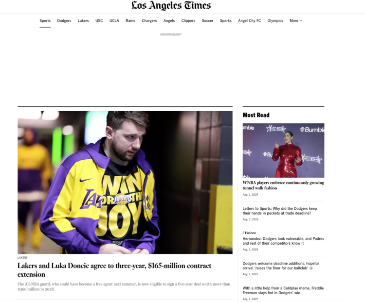 Luka Dončić, Los Angeles Times