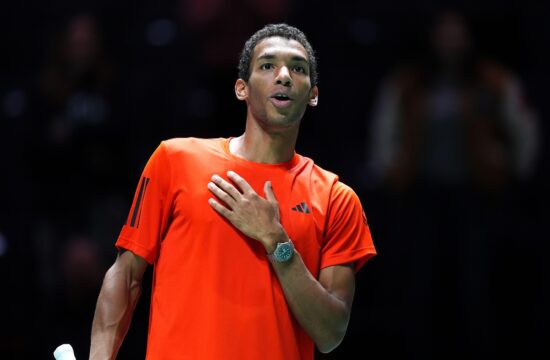 Canada's Felix Auger Aliassime after beating Finland's Otto Virtanen during the Davis Cup group stage finals match at the AO Arena, Manchester. Picture date: Thursday September 12, 2024.